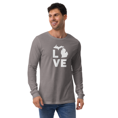 Michigan 'Love' T-Shirt (Geometric Sans Font) | Unisex Long Sleeve