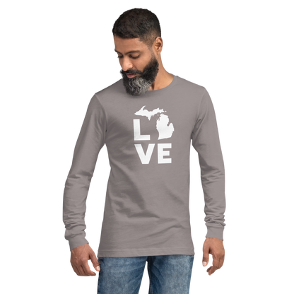 Michigan 'Love' T-Shirt (Geometric Sans Font) | Unisex Long Sleeve