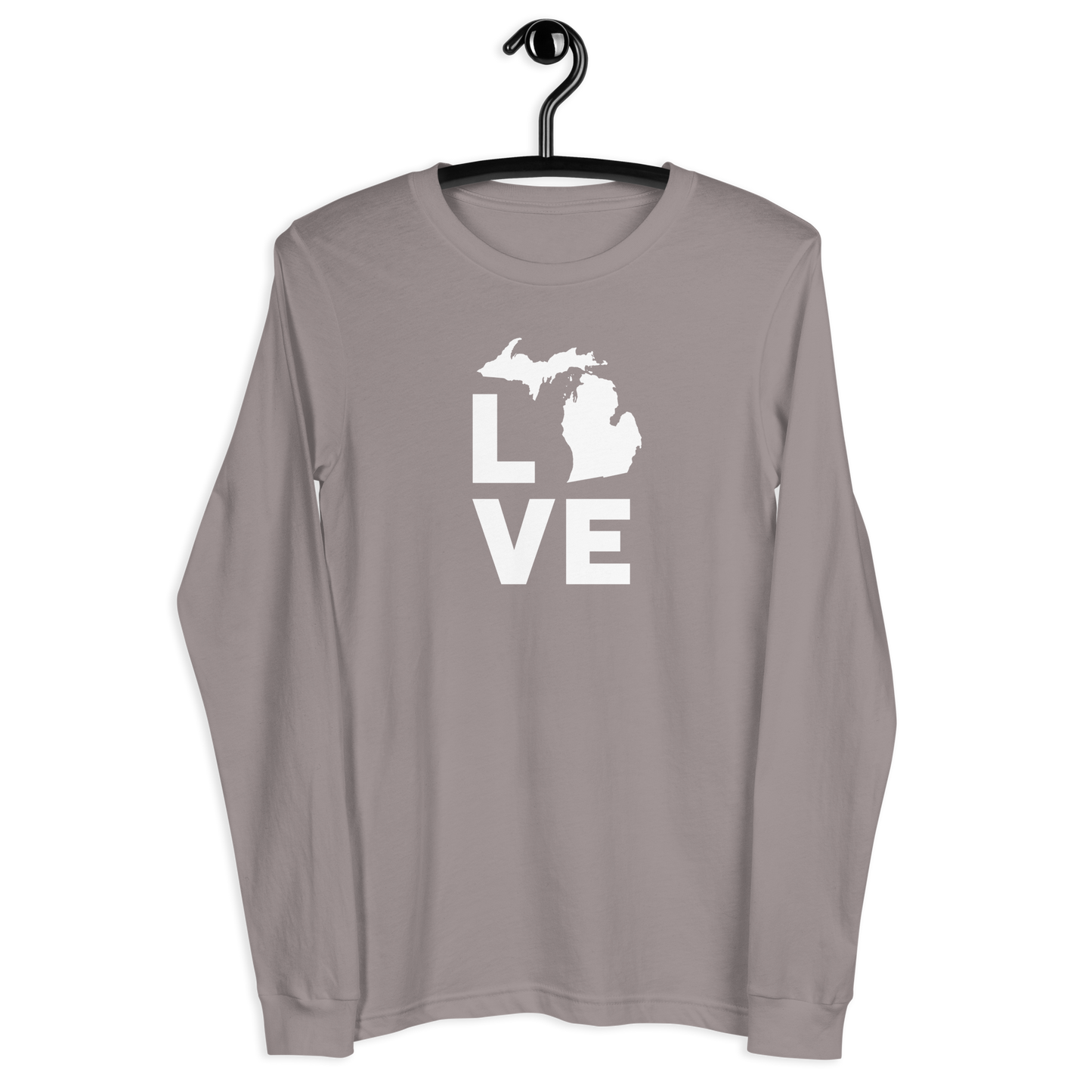 Michigan 'Love' T-Shirt (Geometric Sans Font) | Unisex Long Sleeve