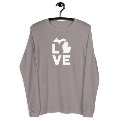 Michigan 'Love' T-Shirt (Geometric Sans Font) | Unisex Long Sleeve