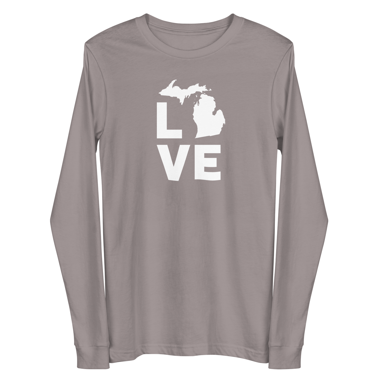 Michigan 'Love' T-Shirt (Geometric Sans Font) | Unisex Long Sleeve