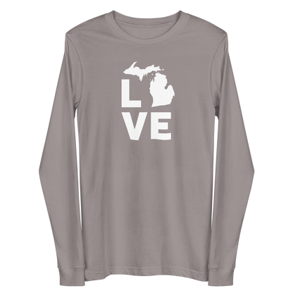 Michigan 'Love' T-Shirt (Geometric Sans Font) | Unisex Long Sleeve