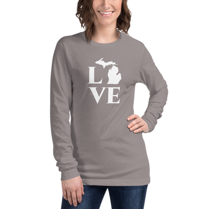 Michigan 'Love' T-Shirt (Roman Serif Font) | Unisex Long Sleeve