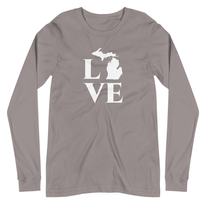 Michigan 'Love' T-Shirt (Roman Serif Font) | Unisex Long Sleeve