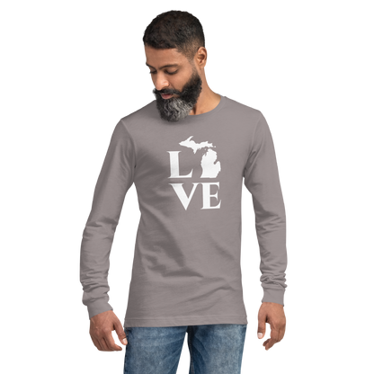 Michigan 'Love' T-Shirt (Roman Serif Font) | Unisex Long Sleeve