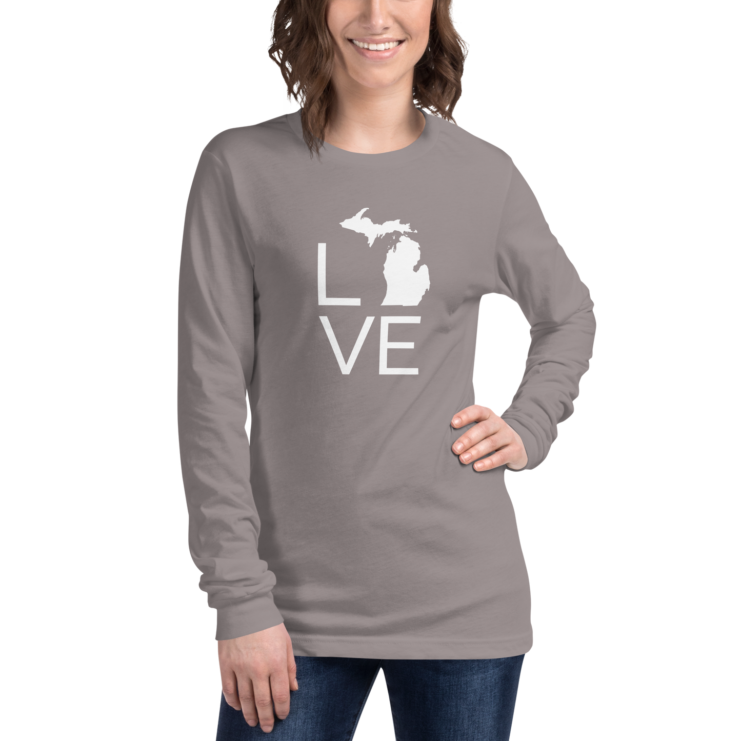 Michigan 'Love' T-Shirt (Thin Sans Font) | Unisex Long Sleeve