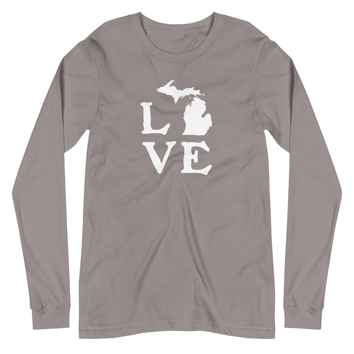 Michigan 'Love' T-Shirt (Woodcut Font) | Unisex Long Sleeve