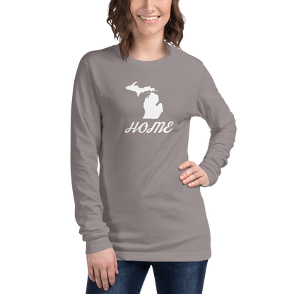 Michigan 'Home' T-Shirt (Retro Script Font) | Unisex Long Sleeve