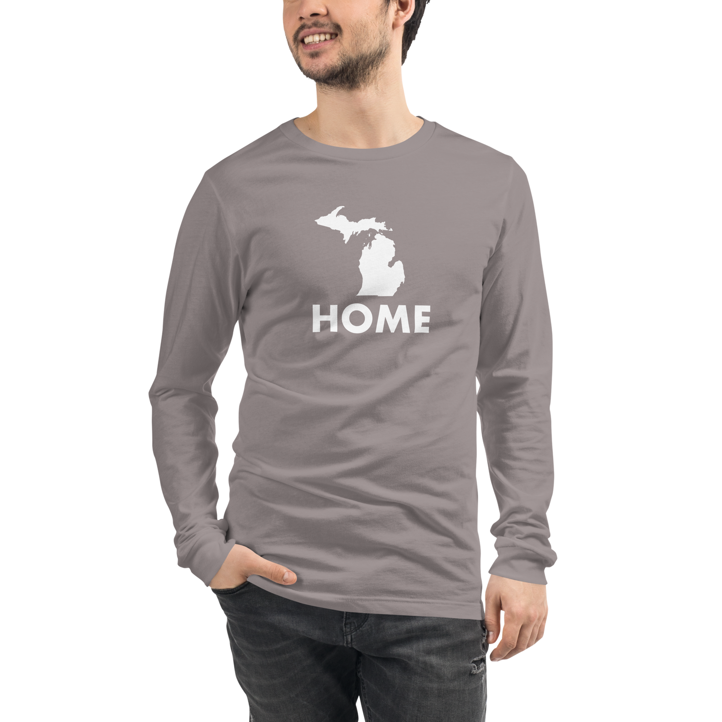 Michigan 'Home' T-Shirt (Geometric Sans Font) | Unisex Long Sleeve