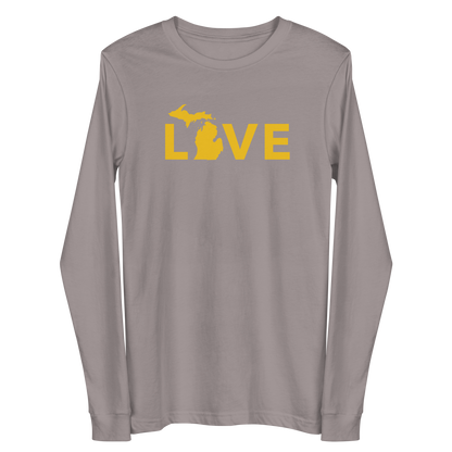 Michigan 'Love' T-Shirt (Geometric Sans Font - Gold/Navy) | Unisex Long Sleeve