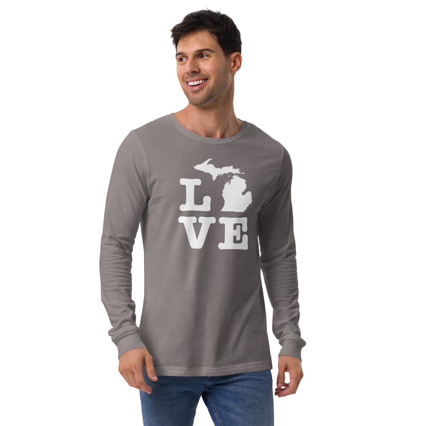 Michigan 'Love' T-Shirt (Typewriter Font) | Unisex Long Sleeve