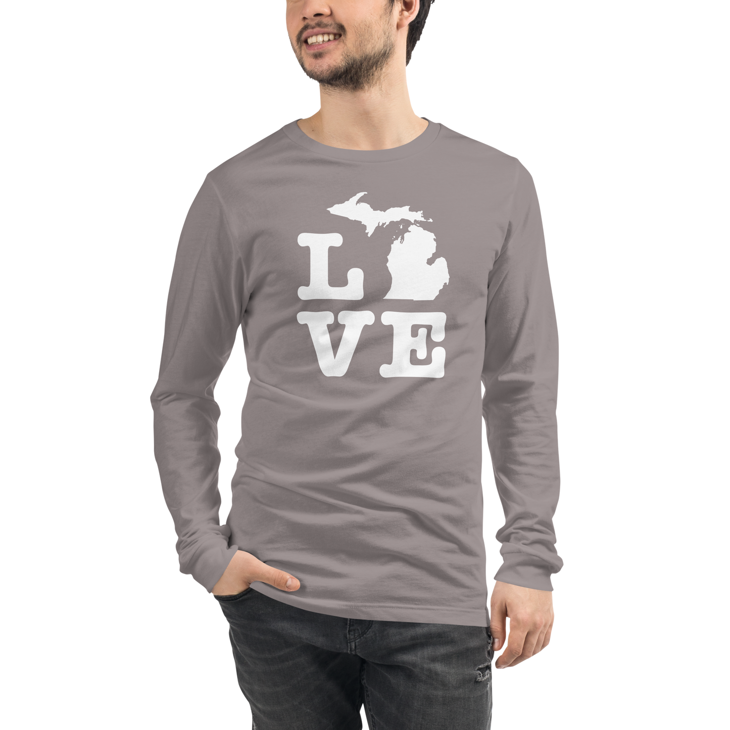 Michigan 'Love' T-Shirt (Typewriter Font) | Unisex Long Sleeve