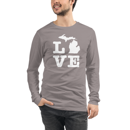 Michigan 'Love' T-Shirt (Typewriter Font) | Unisex Long Sleeve