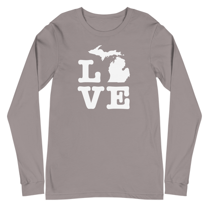 Michigan 'Love' T-Shirt (Typewriter Font) | Unisex Long Sleeve