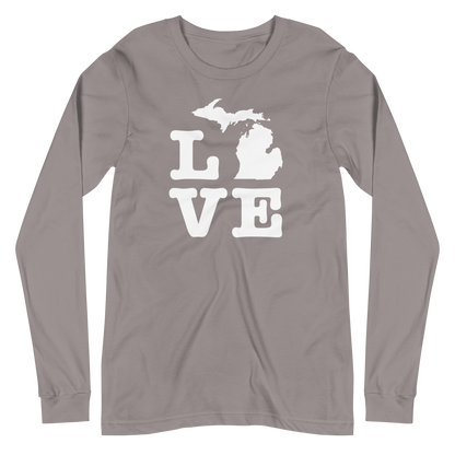 Michigan 'Love' T-Shirt (Typewriter Font) | Unisex Long Sleeve