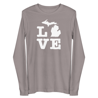 Michigan 'Love' T-Shirt (Typewriter Font) | Unisex Long Sleeve