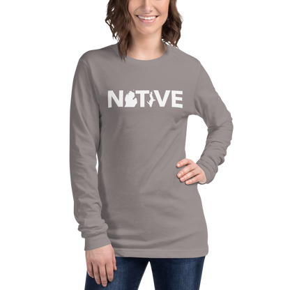 Michigan 'Native' T-Shirt (Geometric Sans Font) | Unisex Long Sleeve