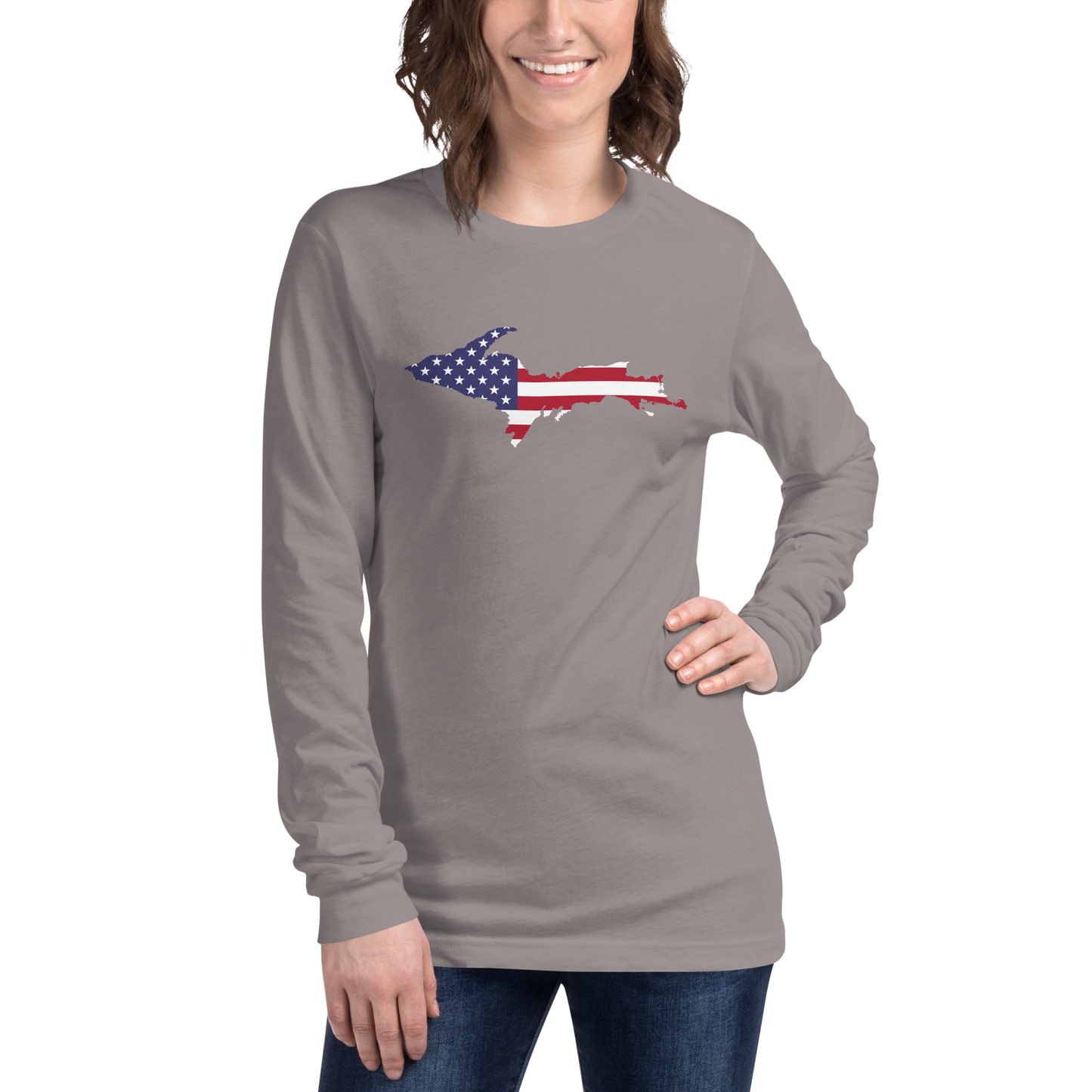 Michigan Upper Peninsula T-Shirt (w/ UP USA Flag Outline) | Unisex Long Sleeve