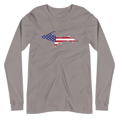 Michigan Upper Peninsula T-Shirt (w/ UP USA Flag Outline) | Unisex Long Sleeve