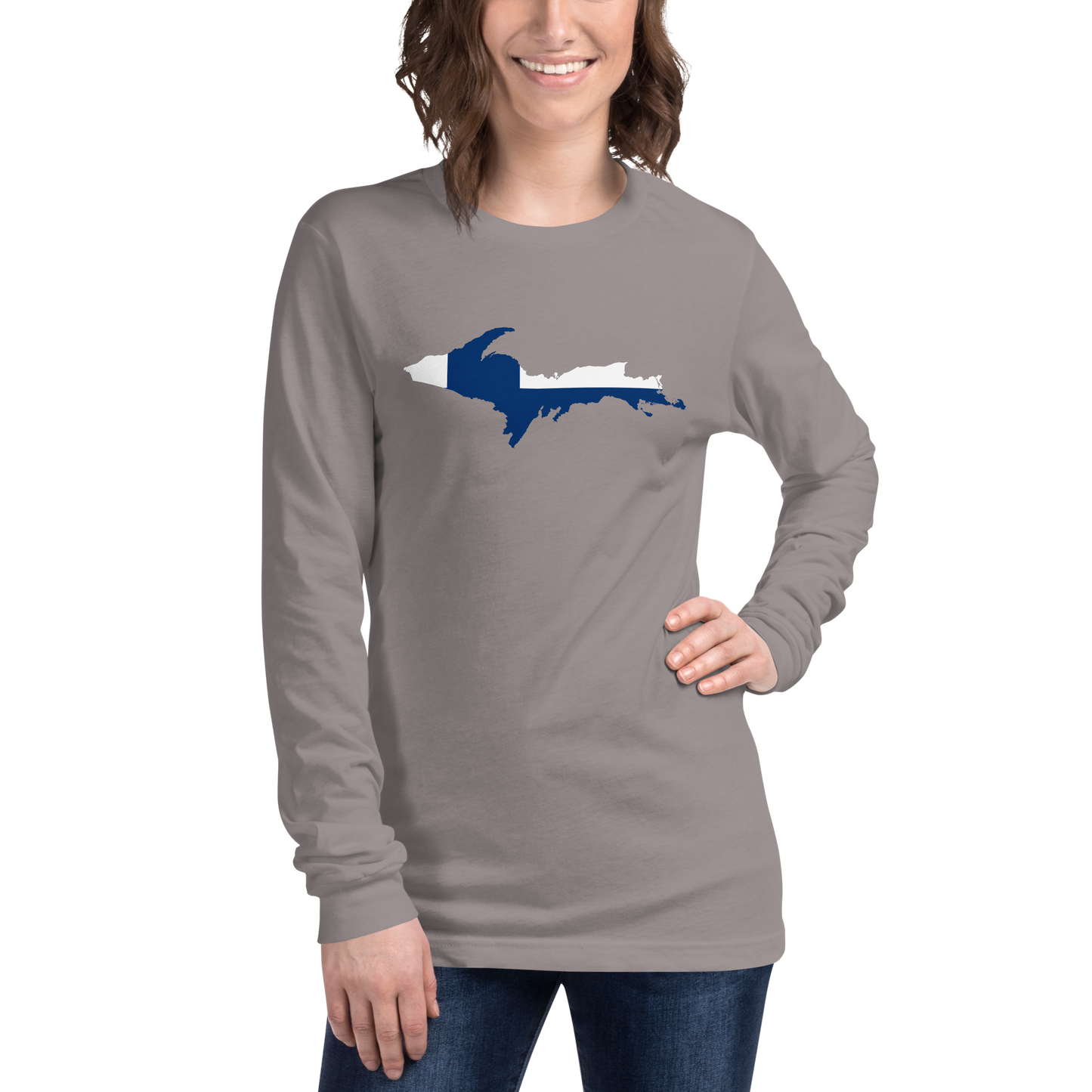 Michigan Upper Peninsula T-Shirt (w/ UP Finland Flag Outline) | Unisex Long Sleeve