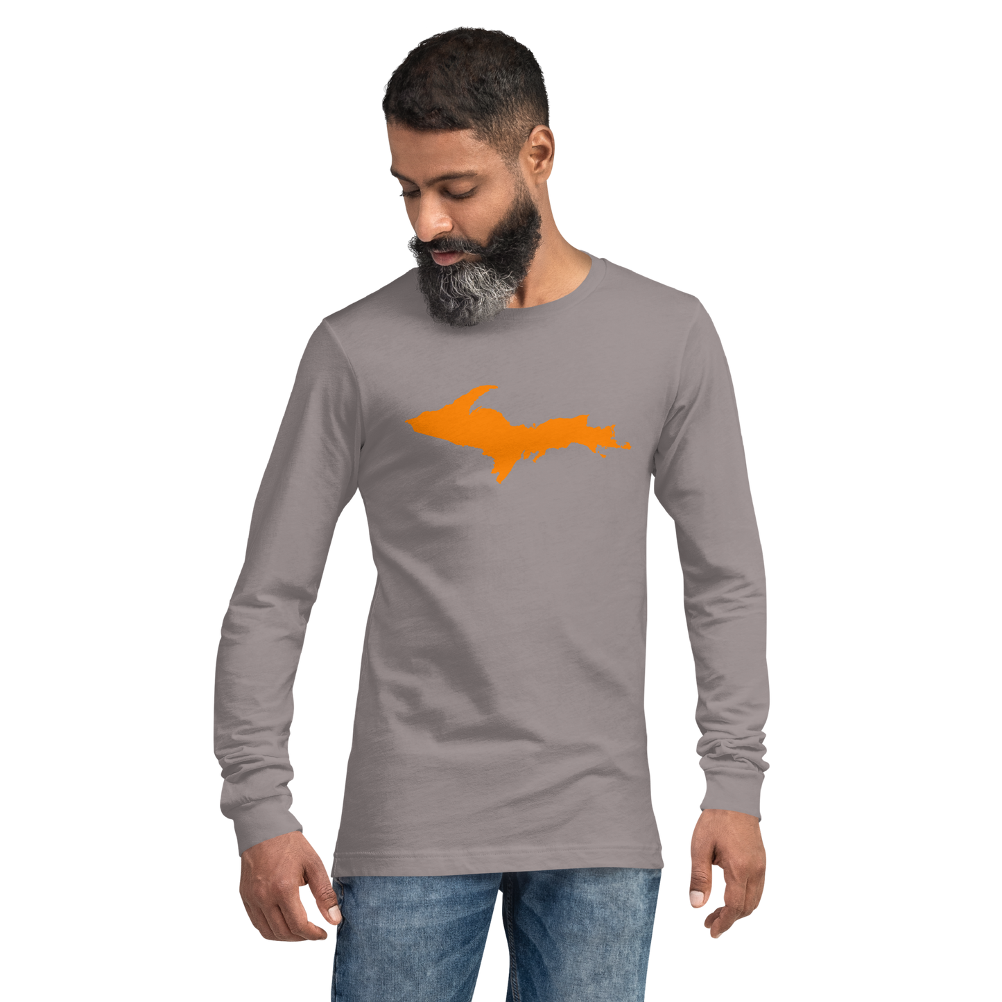 Michigan Upper Peninsula T-Shirt (w/ Orange UP Outline) | Unisex Long Sleeve