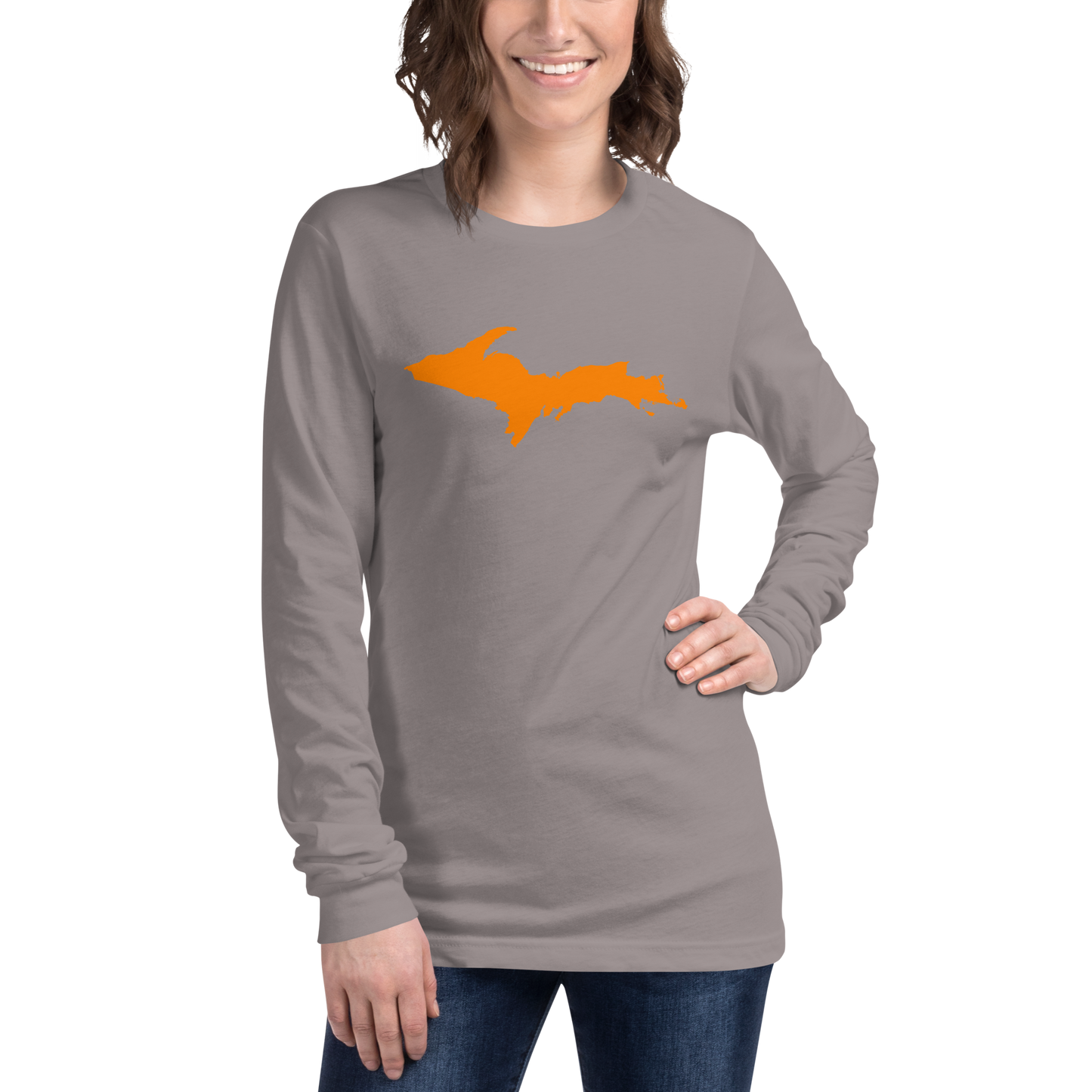 Michigan Upper Peninsula T-Shirt (w/ Orange UP Outline) | Unisex Long Sleeve