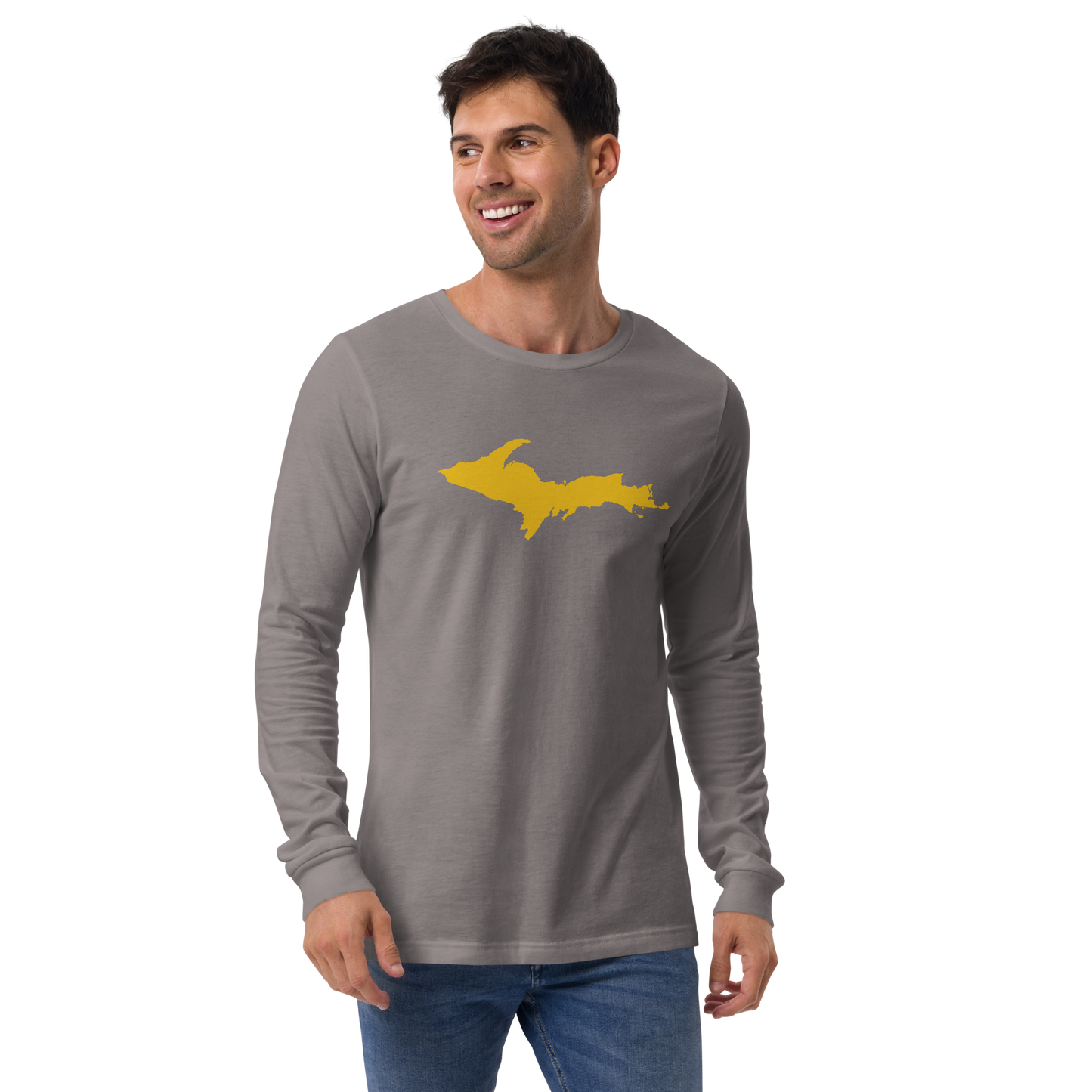 Michigan Upper Peninsula T-Shirt (w/ Gold UP Outline) | Unisex Long Sleeve