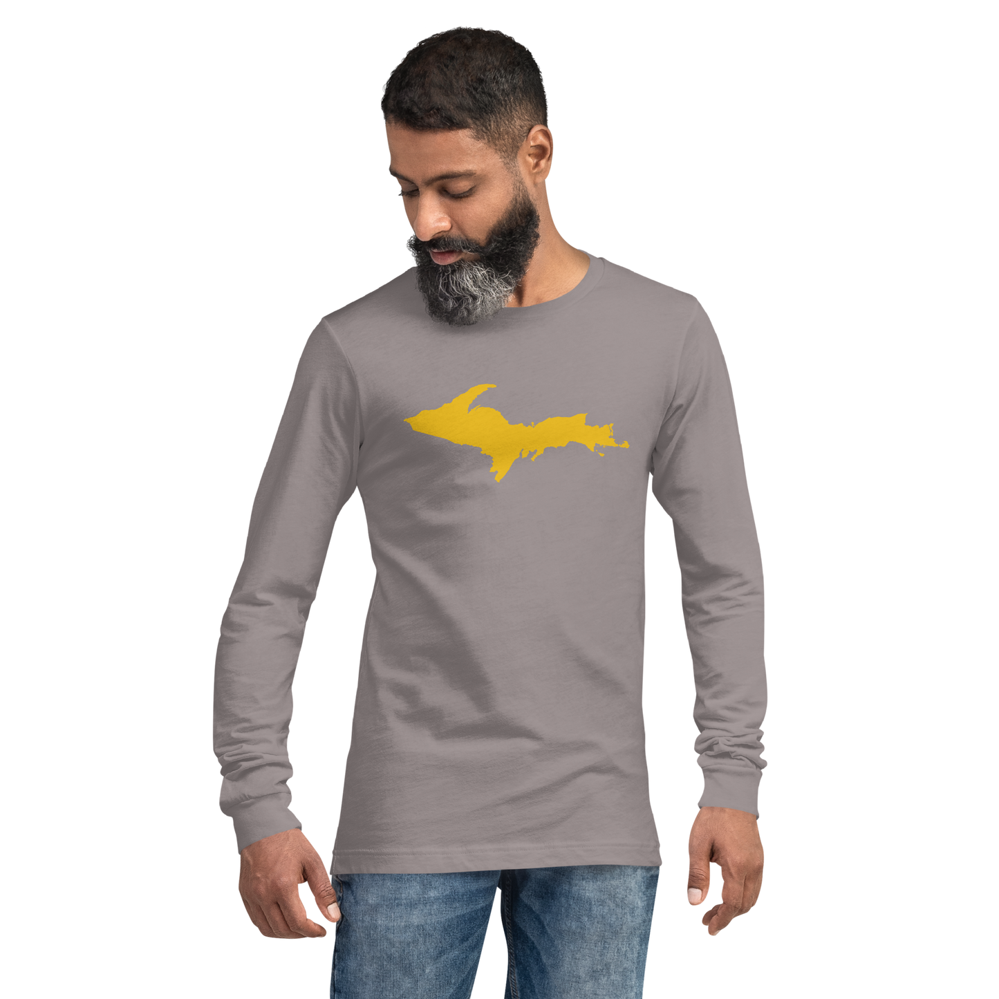 Michigan Upper Peninsula T-Shirt (w/ Gold UP Outline) | Unisex Long Sleeve