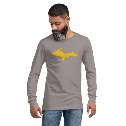 Michigan Upper Peninsula T-Shirt (w/ Gold UP Outline) | Unisex Long Sleeve