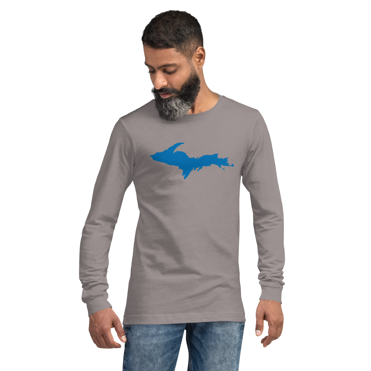 Michigan Upper Peninsula T-Shirt (w/ Azure UP Outline) | Unisex Long Sleeve