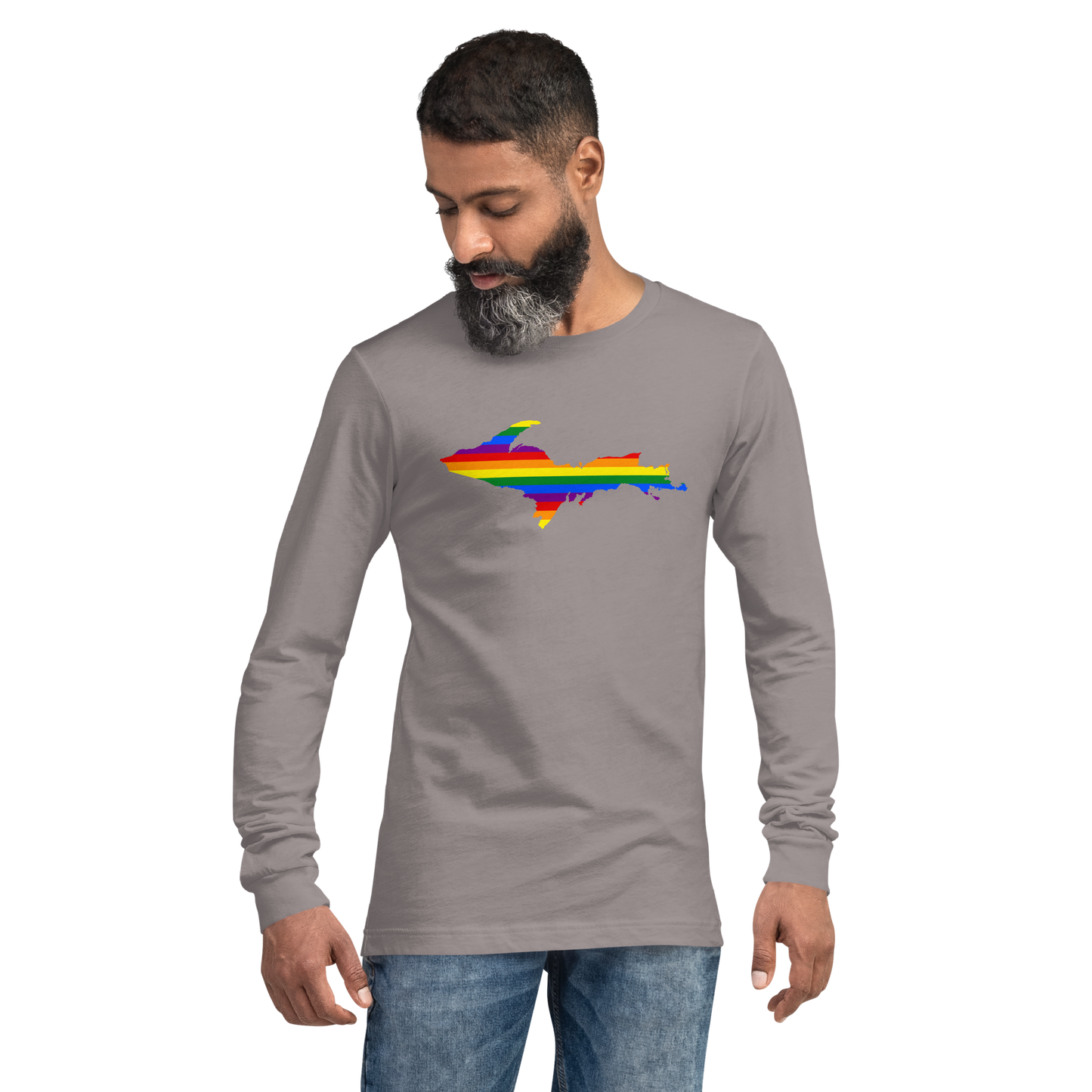 Michigan Upper Peninsula T-Shirt (w/ UP Pride Flag Outline) | Unisex Long Sleeve