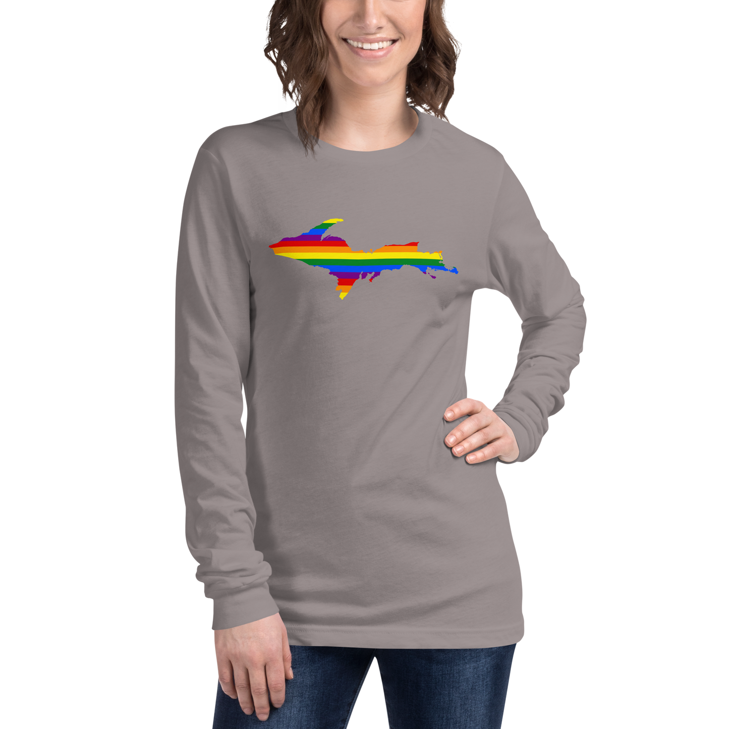 Michigan Upper Peninsula T-Shirt (w/ UP Pride Flag Outline) | Unisex Long Sleeve