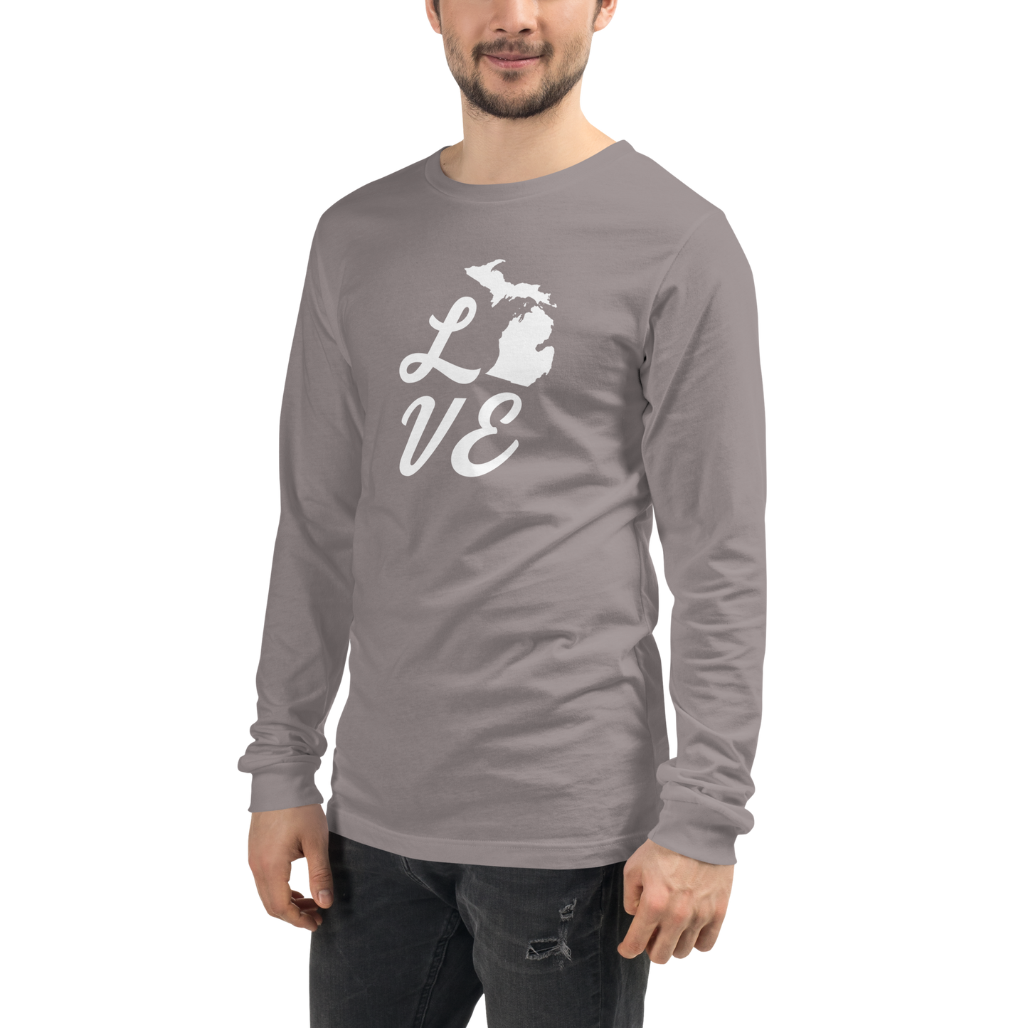 Michigan 'Love' T-Shirt (Retro Script Font) | Unisex Long Sleeve