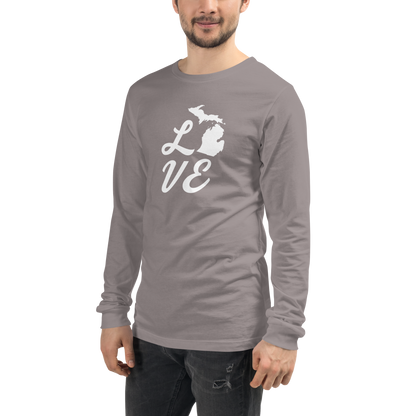 Michigan 'Love' T-Shirt (Retro Script Font) | Unisex Long Sleeve