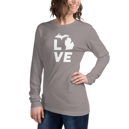 Michigan 'Love' T-Shirt (Geometric Sans Font) | Unisex Long Sleeve