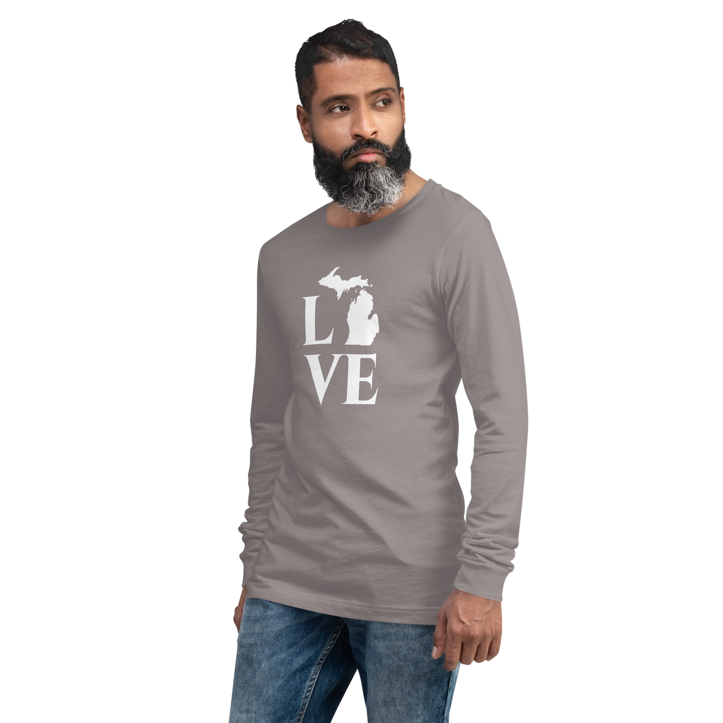 Michigan 'Love' T-Shirt (Roman Serif Font) | Unisex Long Sleeve