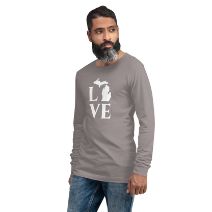 Michigan 'Love' T-Shirt (Roman Serif Font) | Unisex Long Sleeve