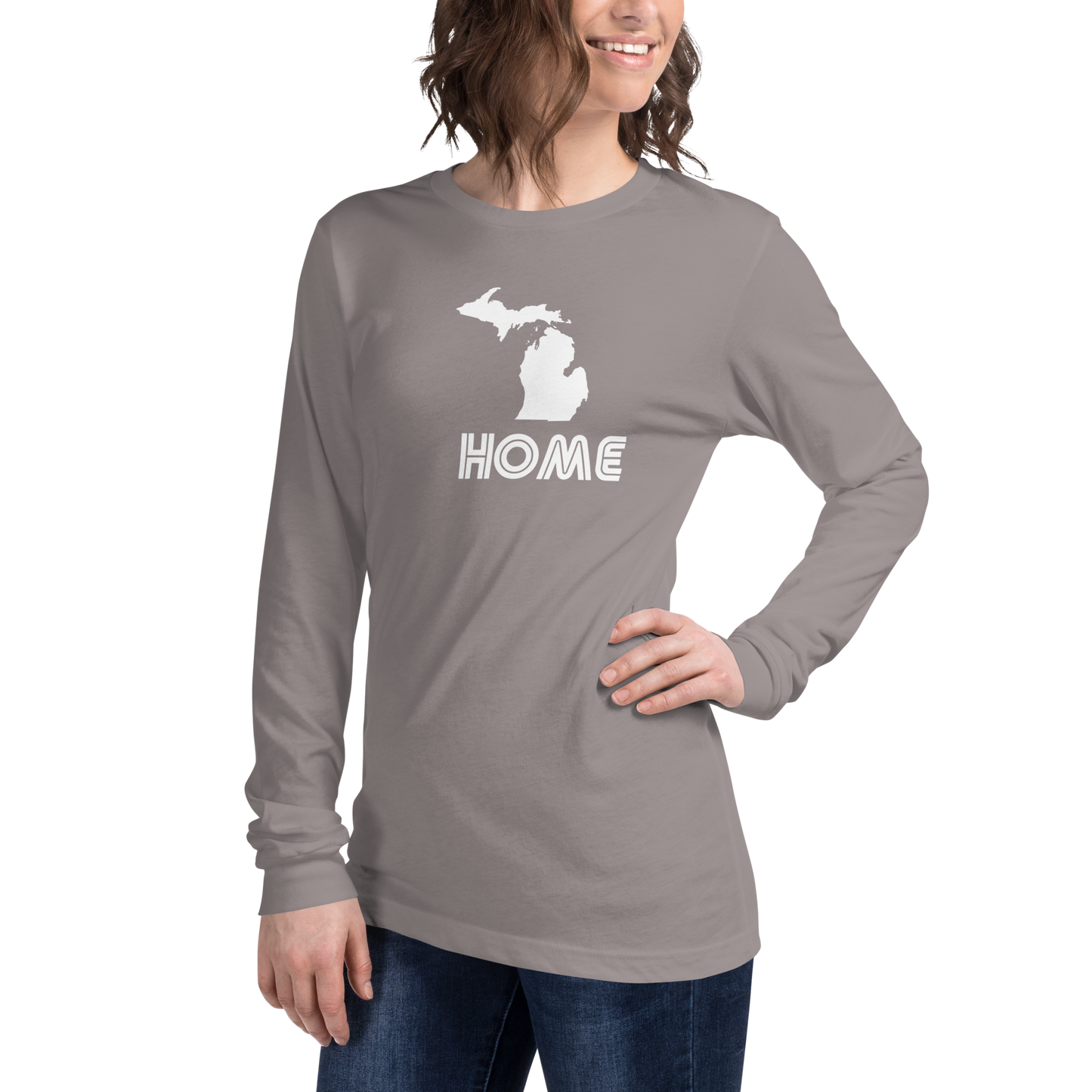 Michigan 'Home' T-Shirt (1970s Audiophile Font) | Unisex Long Sleeve