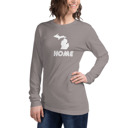 Michigan 'Home' T-Shirt (1970s Audiophile Font) | Unisex Long Sleeve