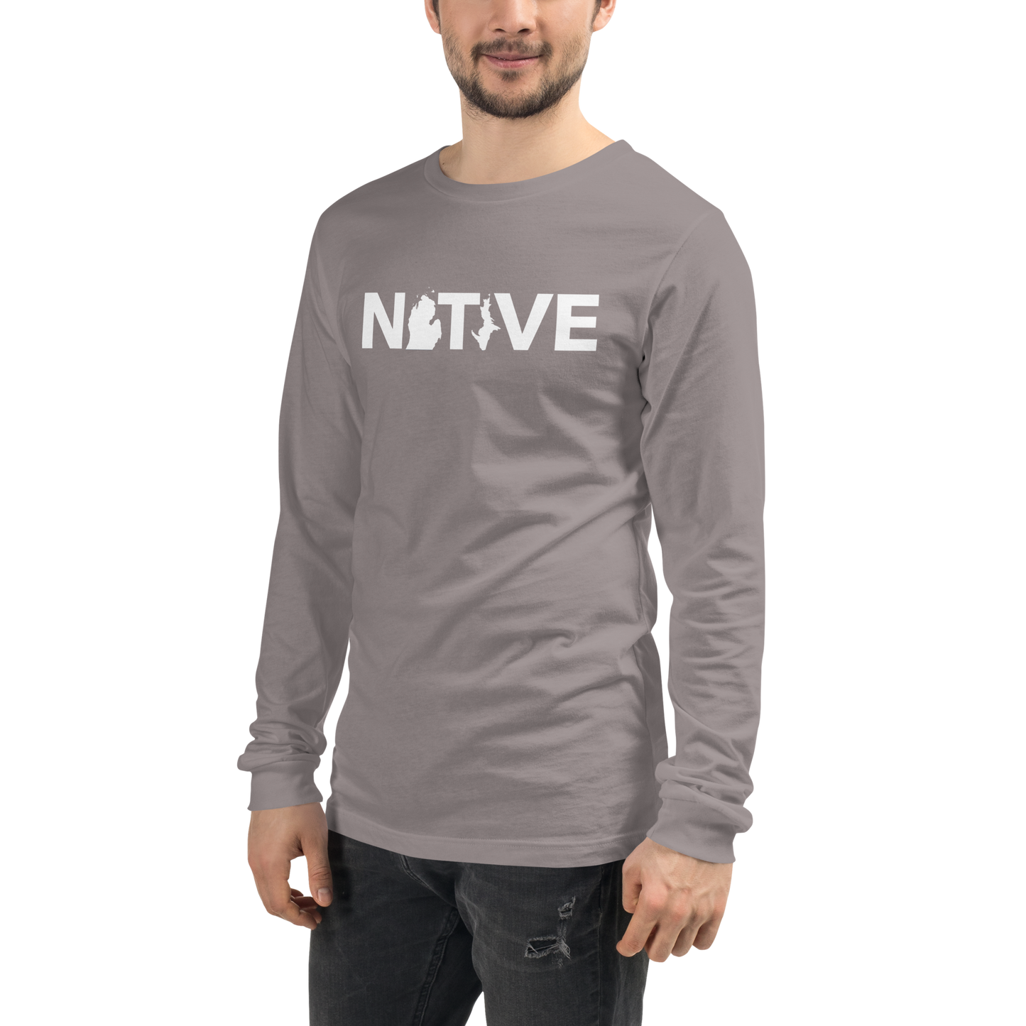 Michigan 'Native' T-Shirt (Geometric Sans Font) | Unisex Long Sleeve