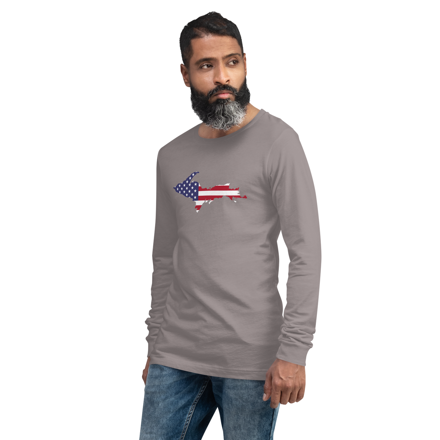 Michigan Upper Peninsula T-Shirt (w/ UP USA Flag Outline) | Unisex Long Sleeve