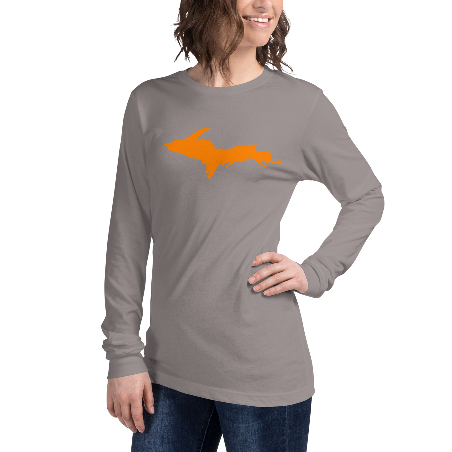 Michigan Upper Peninsula T-Shirt (w/ Orange UP Outline) | Unisex Long Sleeve