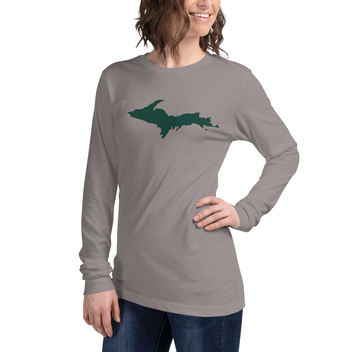 Michigan Upper Peninsula T-Shirt (w/ Green UP Outline) | Unisex Long Sleeve