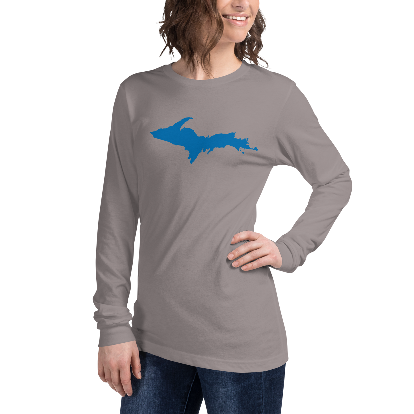 Michigan Upper Peninsula T-Shirt (w/ Azure UP Outline) | Unisex Long Sleeve