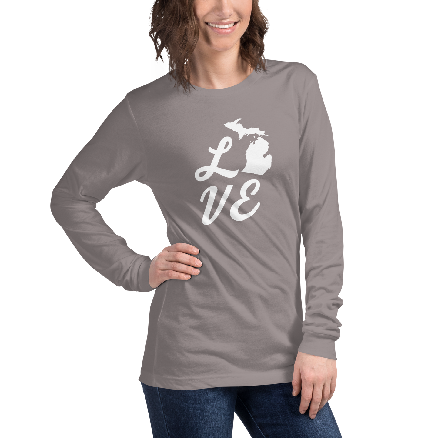 Michigan 'Love' T-Shirt (Retro Script Font) | Unisex Long Sleeve