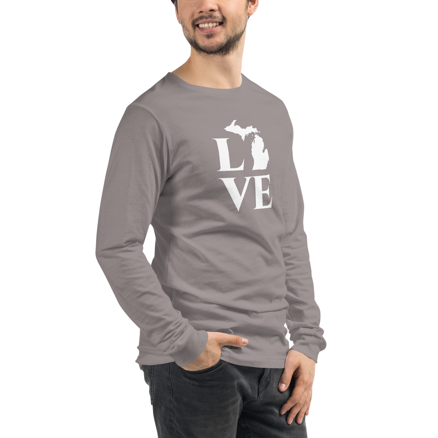 Michigan 'Love' T-Shirt (Roman Serif Font) | Unisex Long Sleeve