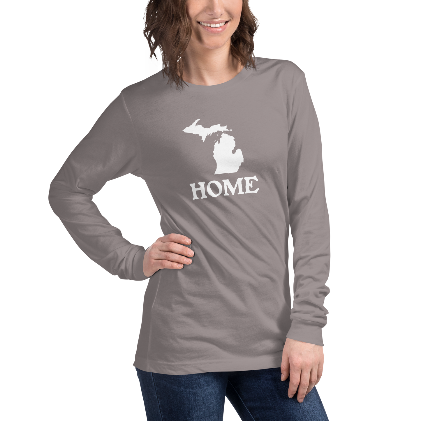 Michigan 'Home' T-Shirt (Woodcut Font) | Unisex Long Sleeve