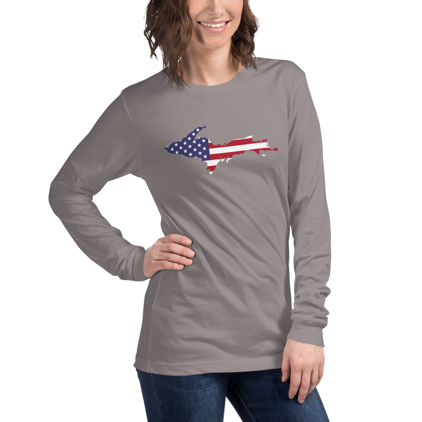 Michigan Upper Peninsula T-Shirt (w/ UP USA Flag Outline) | Unisex Long Sleeve