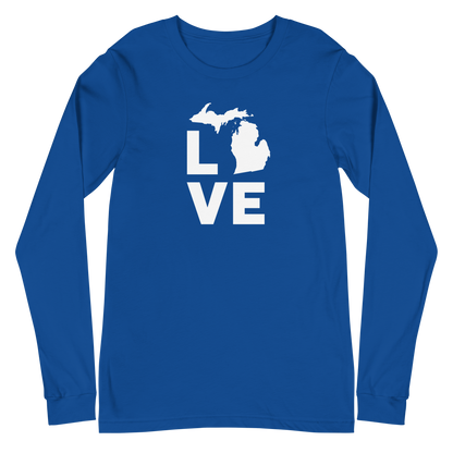 Michigan 'Love' T-Shirt (Geometric Sans Font) | Unisex Long Sleeve