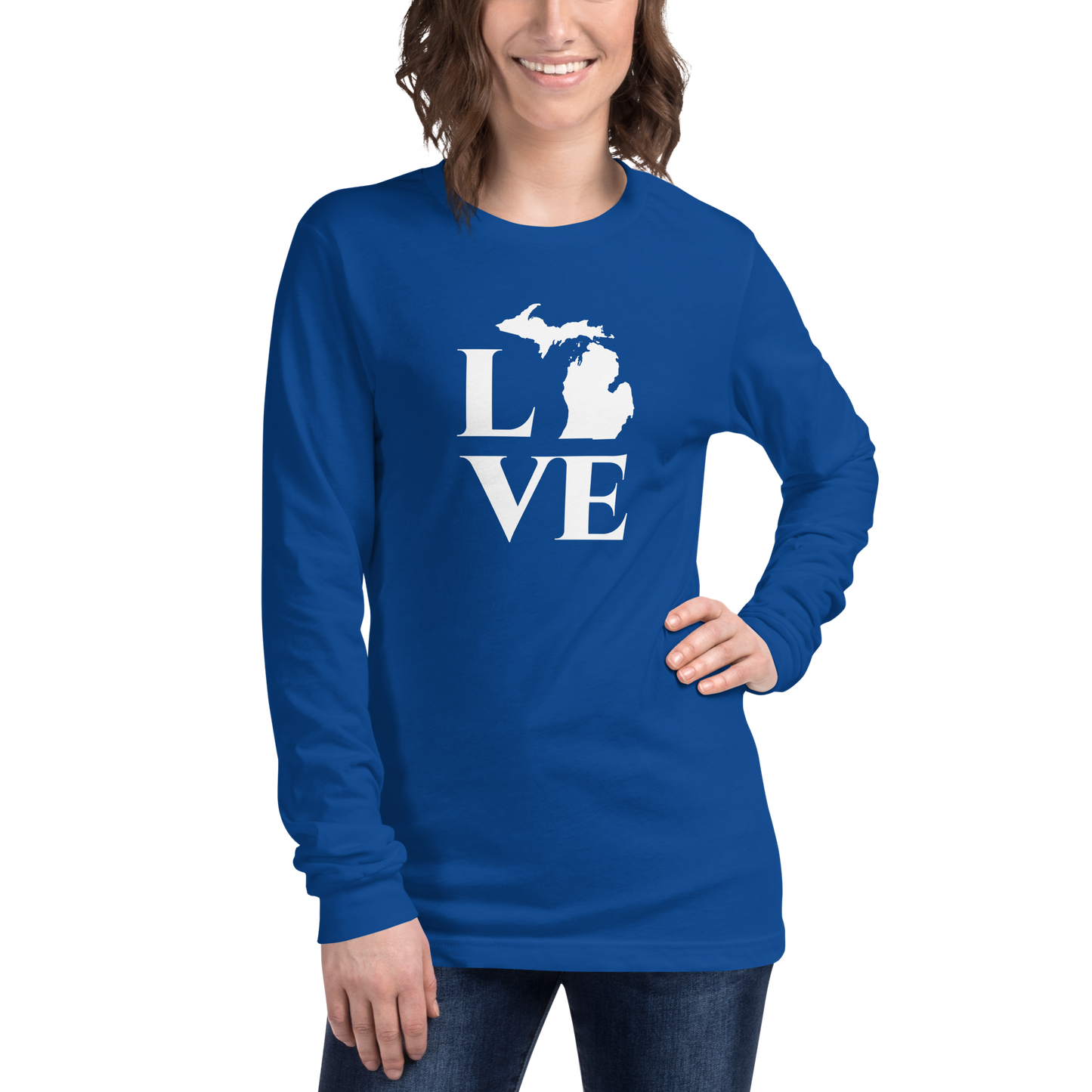 Michigan 'Love' T-Shirt (Roman Serif Font) | Unisex Long Sleeve